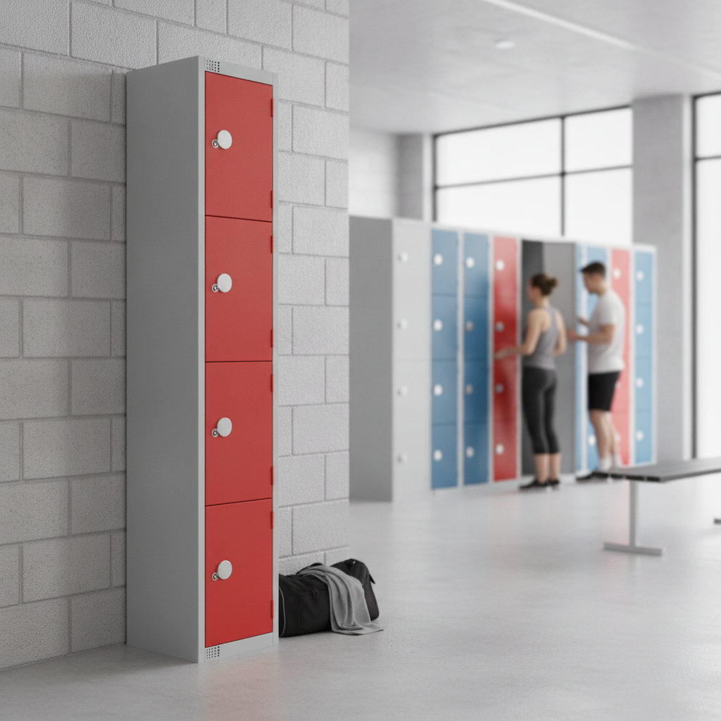 Powder Coated Steel Red Lockers 300mm Deep for Personal Storage