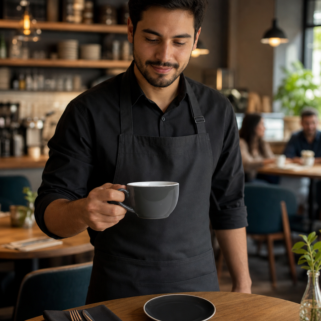 Stoneware Coffee Cups Charcoal 230ml for Cafés & Restaurants (Pack of 12)