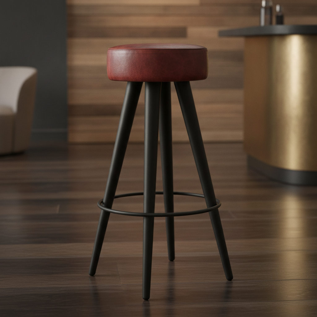 Genuine Leather Stool in Vintage Red 790mm for Hospitality Spaces