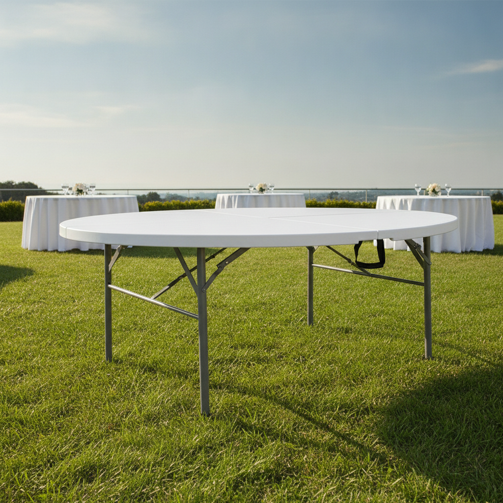 High Density Polyethylene Centre Folding Round Table 6ft for Outdoor Events