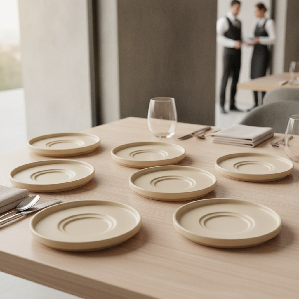 Porcelain Saucer 160mm in Sand for Hospitality (Pack of 6)