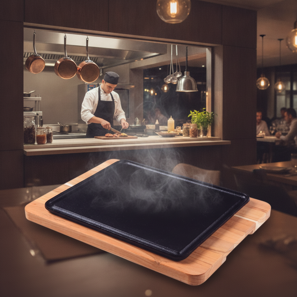 Pre-Seasoned Cast Iron Sizzler Plate 350x250mm for Barbecues