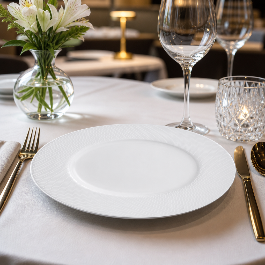 Plates 220mm Bone China for Upscale Dining (Pack of 12)