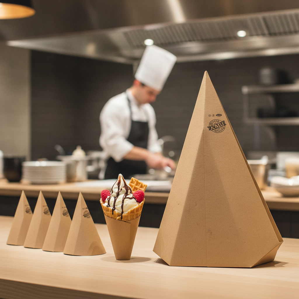 Cardboard Cone-Shaped Waffle Pockets for Takeaway Snacks (Pack of 900)