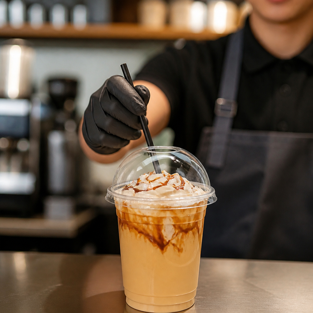 Clear rPET Dome Lids with Straw Hole for Drink Service (Pack of 1000)