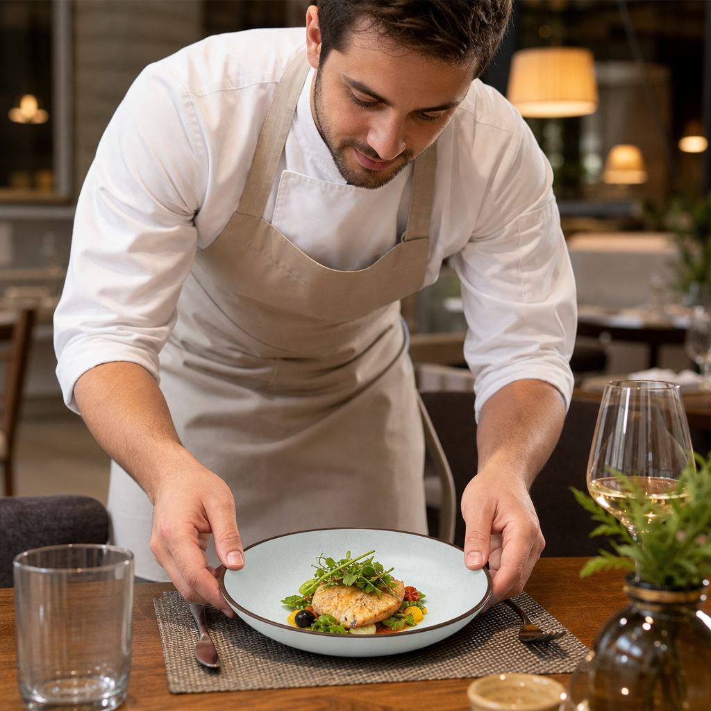 Deep Plates 220mm Vitrified Stoneware for Restaurant Dining (Pack of 12)