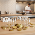 Metal Gold Caps for Mini Milk Bottles 155ml for Stylish Beverage Service (Pack of 18)