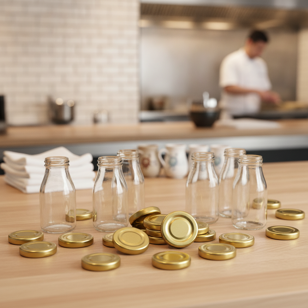 Metal Gold Caps for Mini Milk Bottles 155ml for Stylish Beverage Service (Pack of 18)