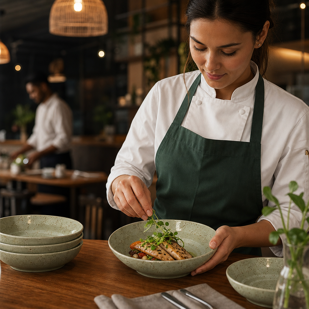 Nouveau Bowls 270ml Green Porcelain for Casual Dining (Pack of 6)