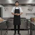 Polycotton Black Bib Apron for Kitchen Staff