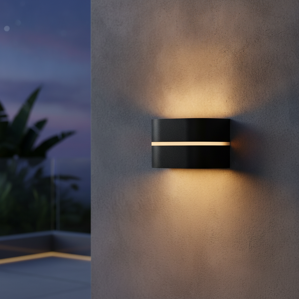 Plastic Wall Light in Black for Outdoor Spaces