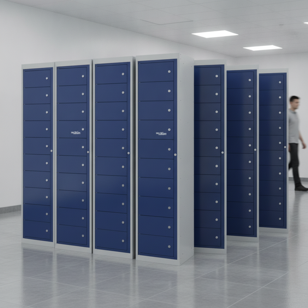 Steel Grey Dispensing Lockers for Staff Uniforms (Pack of 10)