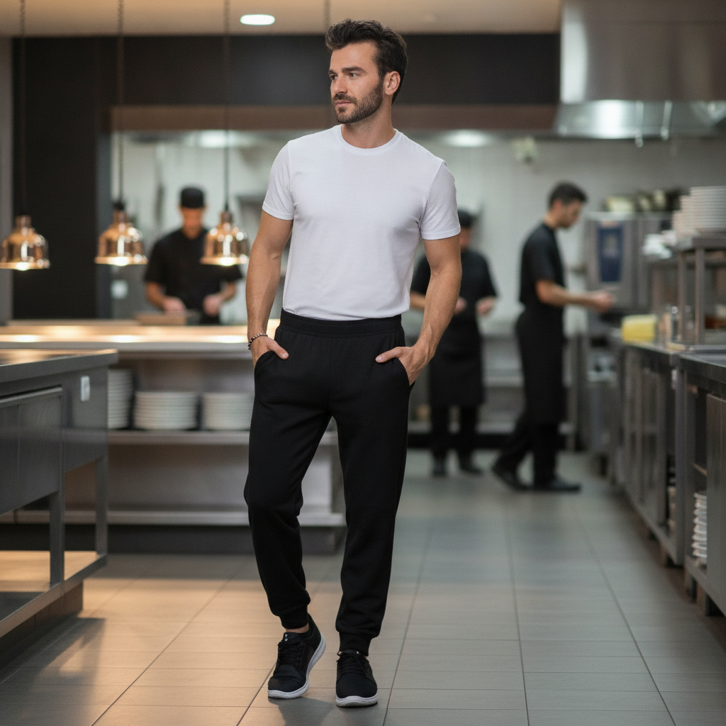 Recycled Polyester Black Jogger 2.0 for Hospitality Uniforms