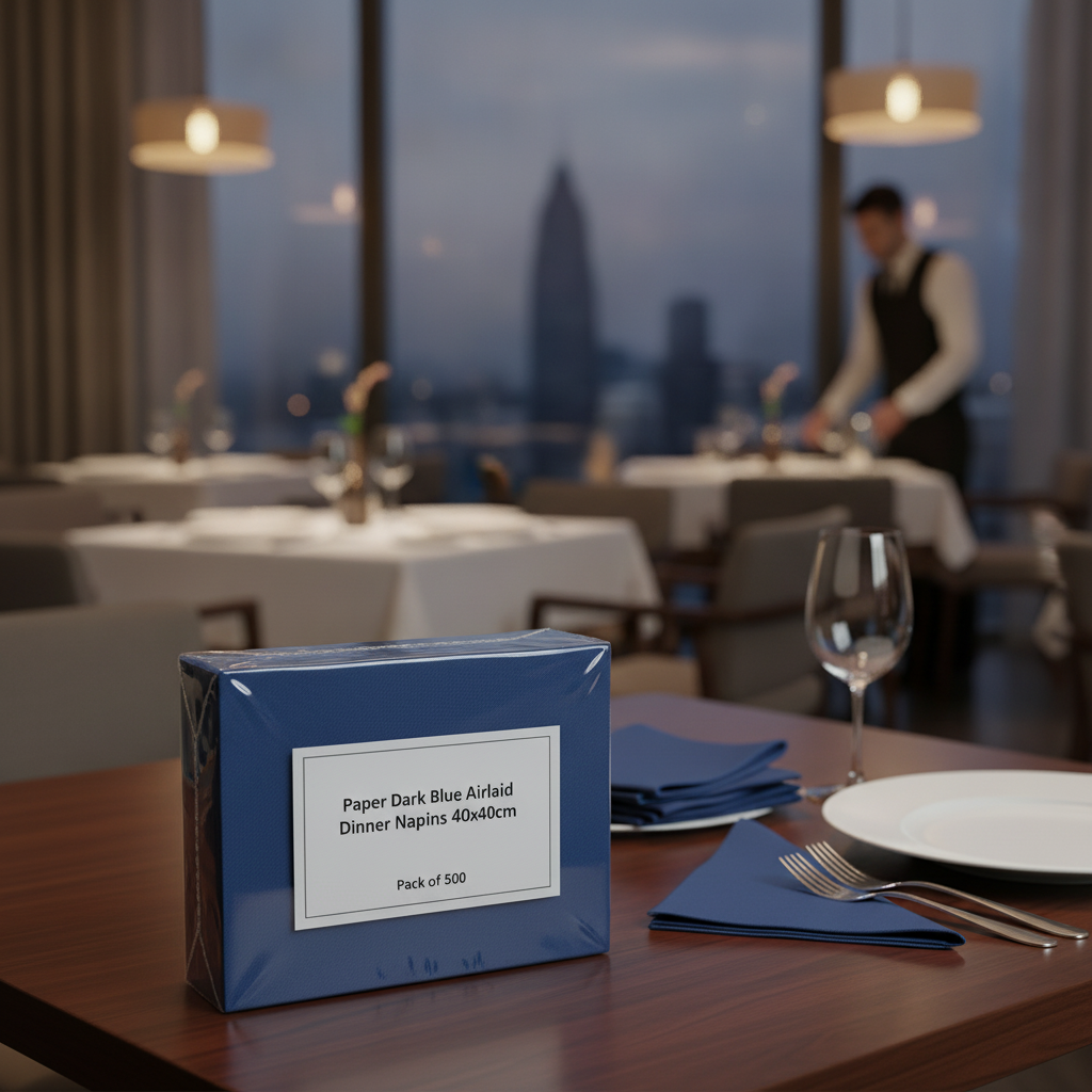 Paper Dark Blue Airlaid Dinner Napkins 40x40cm for Restaurants (Pack of 500)