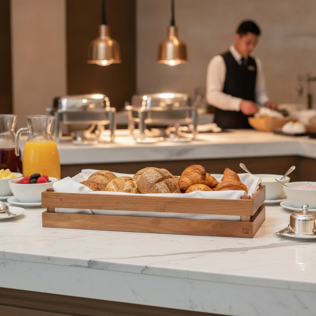 Solid Wood Buffet Crate 105mm for Breakfast Buffets