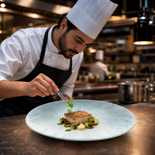Chefs Plates Blue Vitrified Ceramic for Creative Plating (Pack of 12)