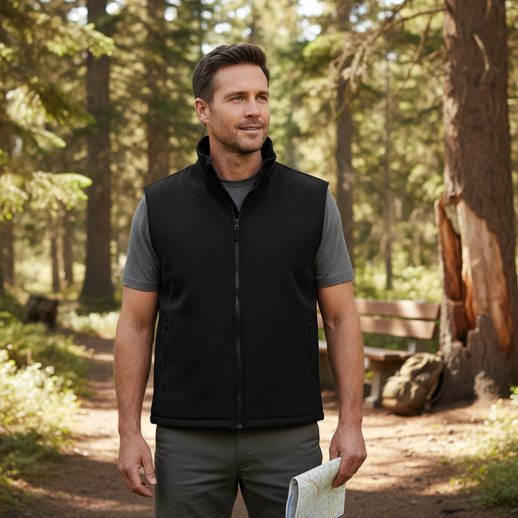 Polyester & Elastan Bodywarmer Black for Outdoor Service
