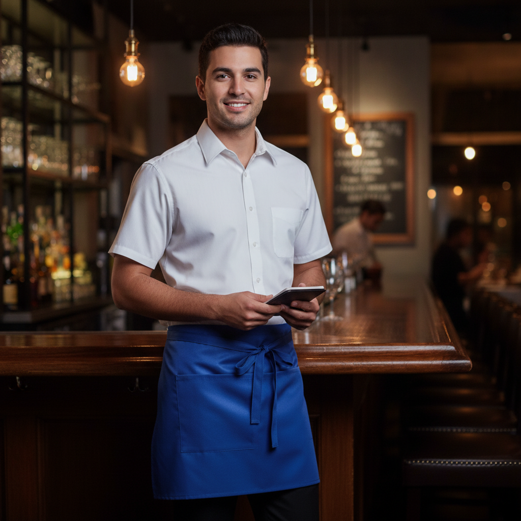 Polycotton Royal Blue Waist Apron for Busy Service Staff