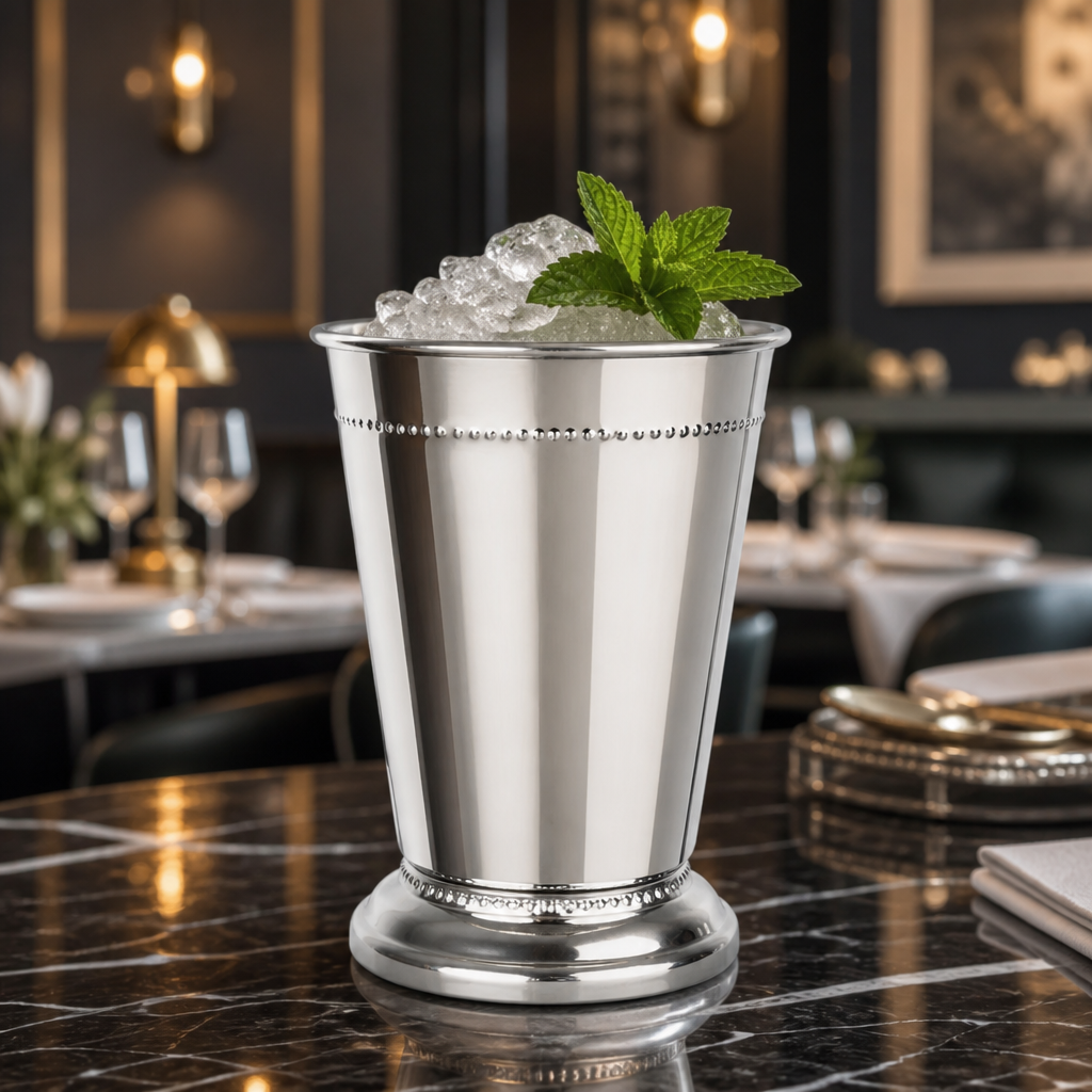Stainless Steel Beaded Julep Cup 370ml for Stylish Bars