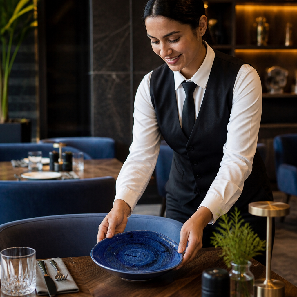 Cobalt Triangular Bowl Blue Vitrified Ceramic for Dining (Pack of 12)