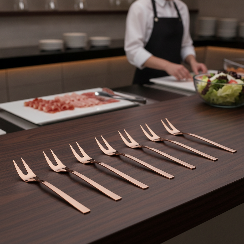18/10 Stainless Steel Cold Meat Forks for Buffets (Pack of 6)