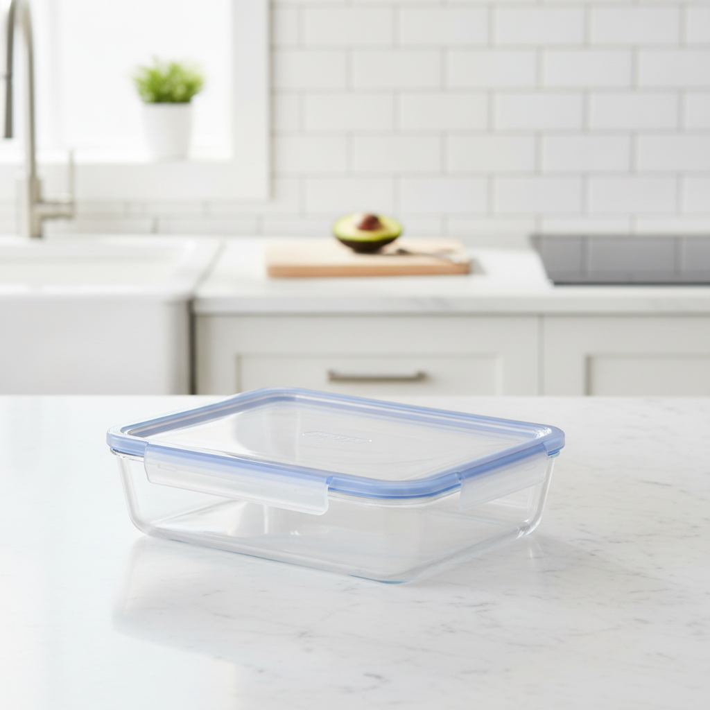 Tempered Glass Food Storage Container 2.7L for Home Kitchens