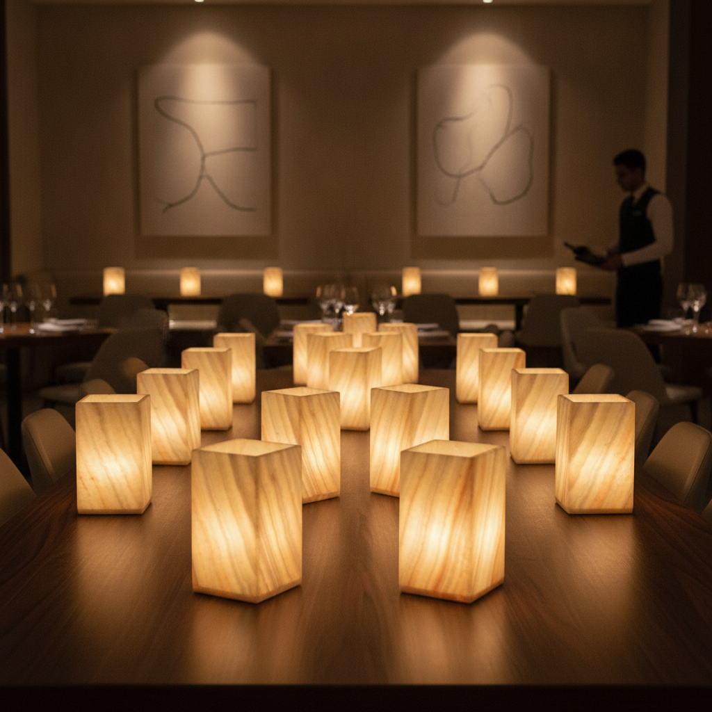 Solid Alabaster Table Lamp 70x127mm for Restaurants & Events (Pack of 12)