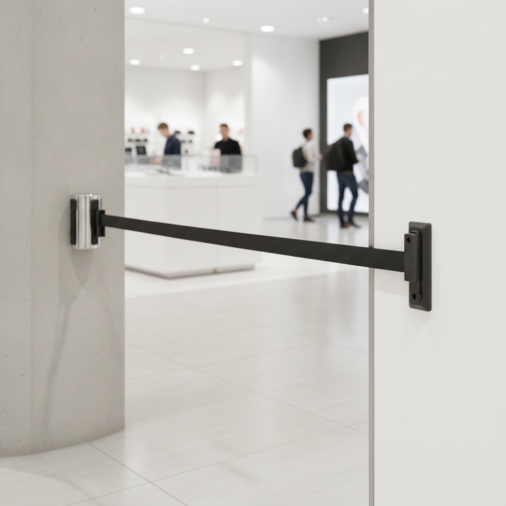 Stainless Steel Wall Mounted Barrier Strap 3m for Retail & Events