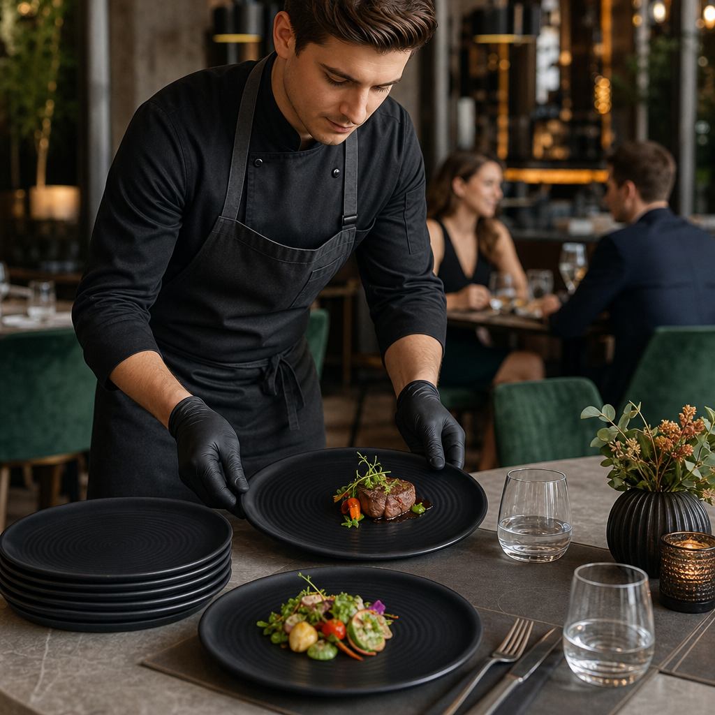 Flat Plates 250mm Vitrified Stoneware for Professional Use (Pack of 6)