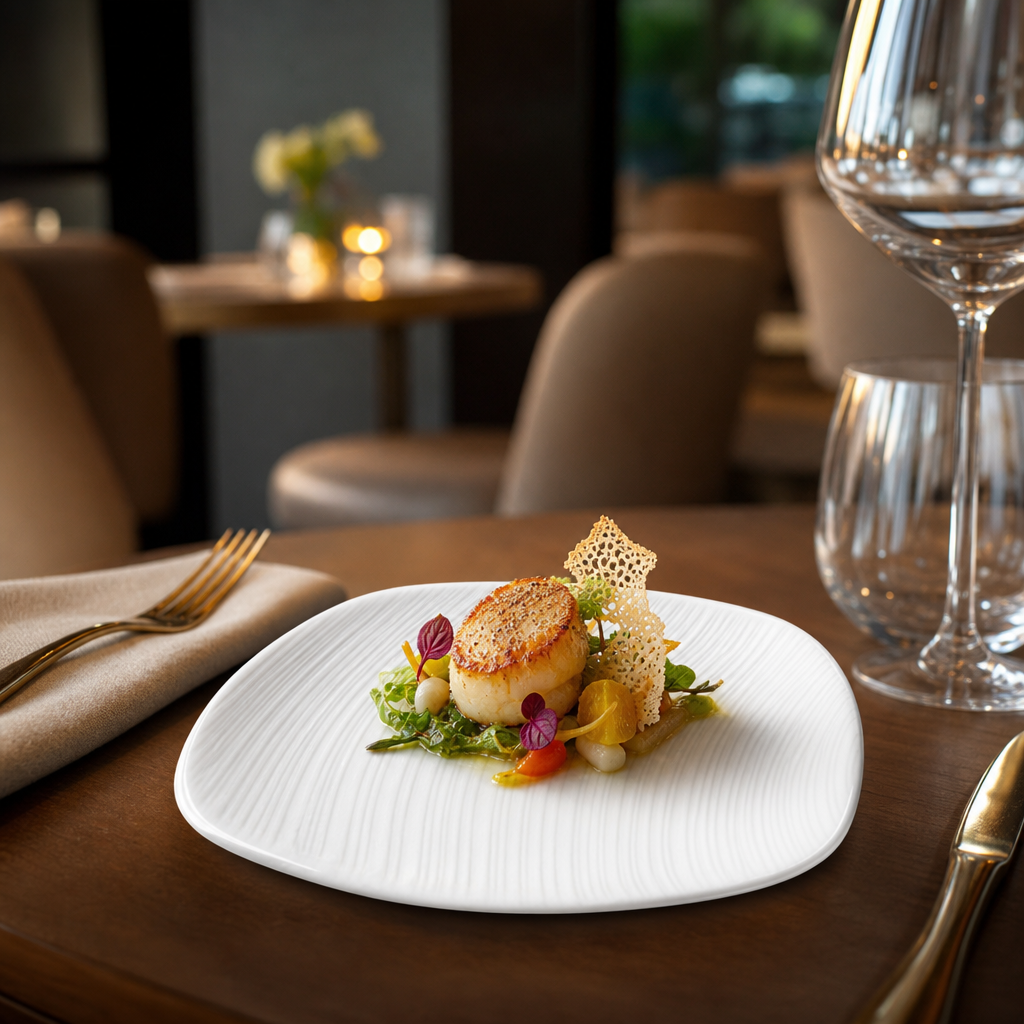 Rounded Rectangle Presentation Plates 150mm Porcelain for Catering Events (Pack of 36)