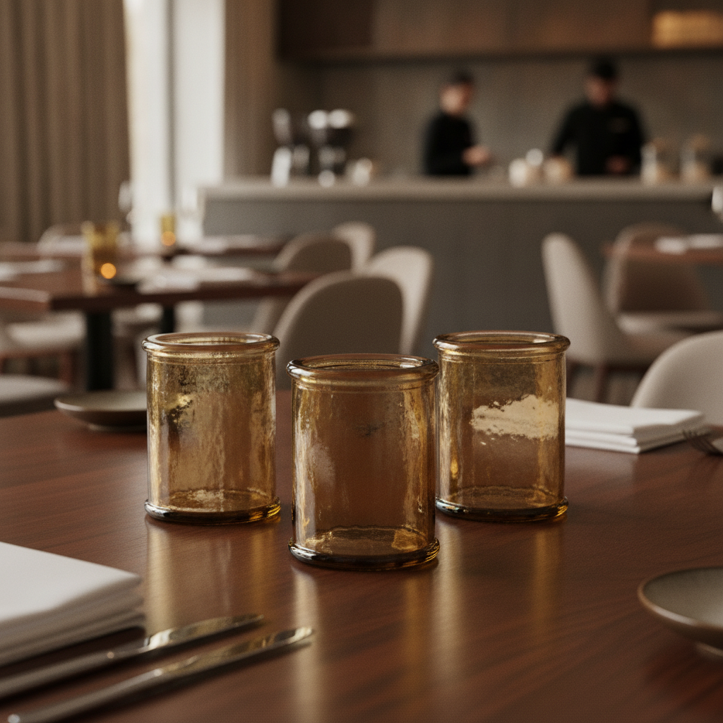 Recycled Glass Candleholders 80mm for Restaurants & Cafés
