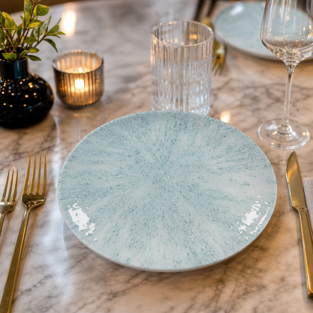 Coupe Plates 165mm Aqua Porcelain for Stylish Dining (Pack of 12)