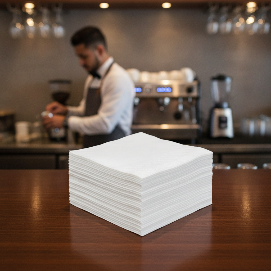 Recyclable White Cocktail Napkins 24x24cm for Bars & Cafés (Pack of 4000)