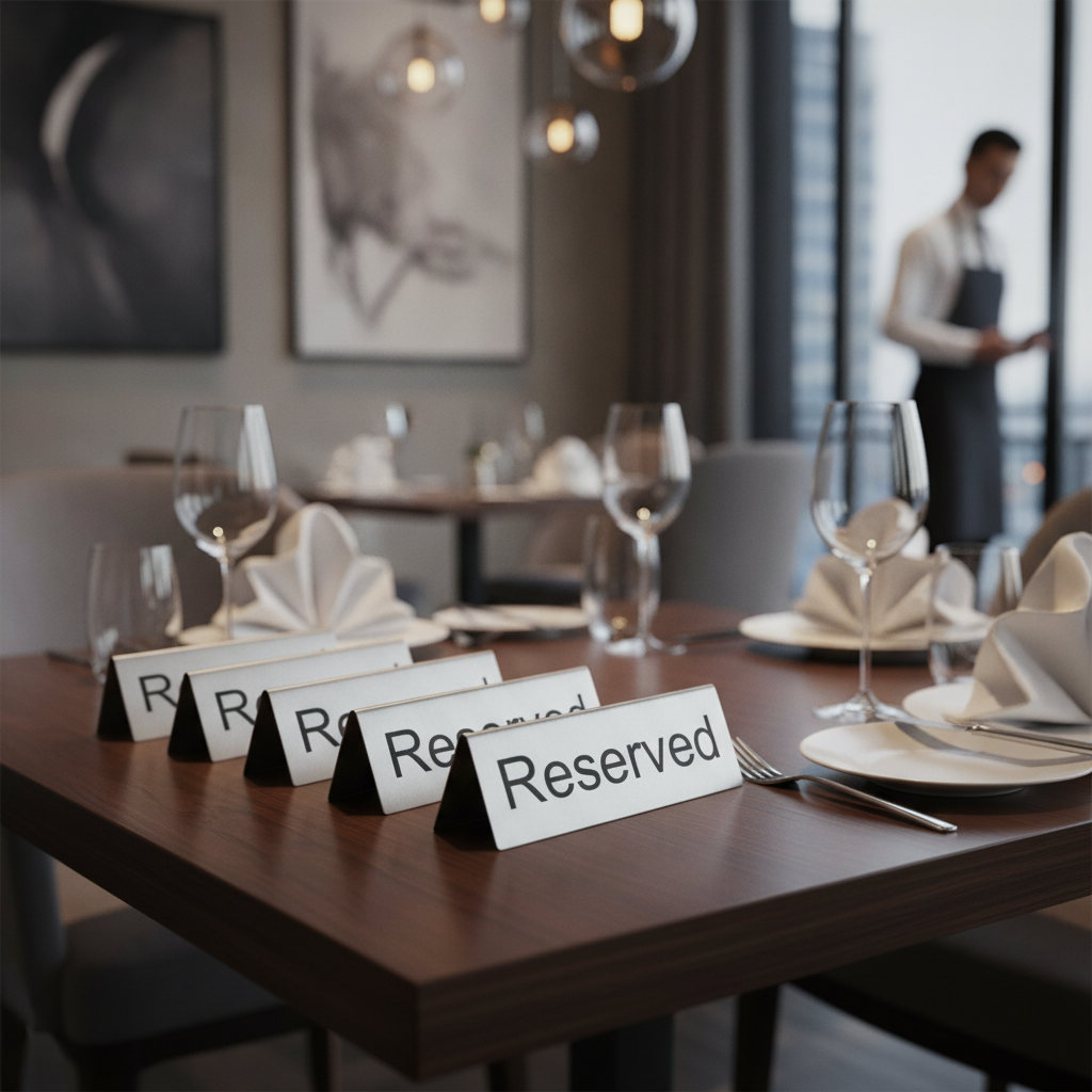 Stainless Steel Reserved Table Sign for Dining Spaces (Pack of 10)