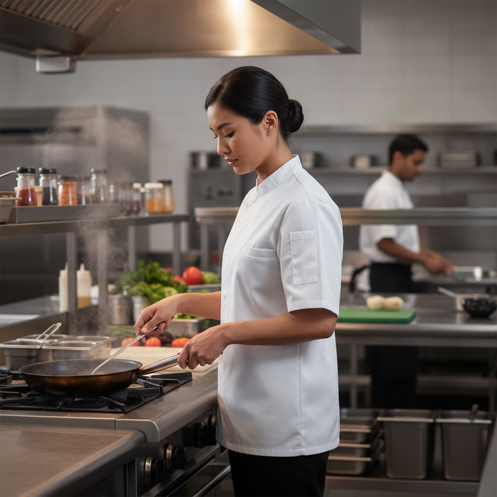 Cotton & Recycled Polyester Short Sleeve Chef Jacket for Commercial Kitchens