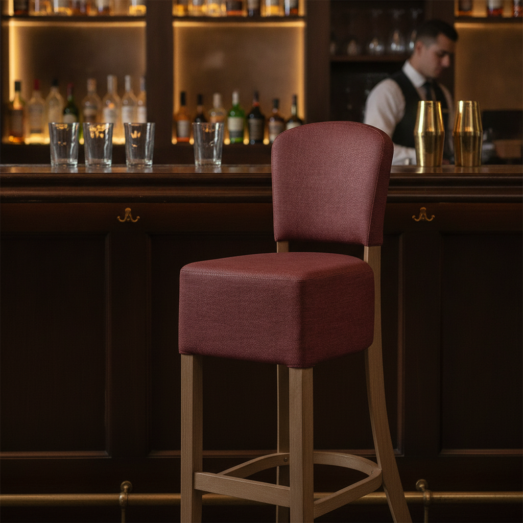 Faux Leather Bar Chair with Weathered Oak Finish 1175mm for Commercial Spaces
