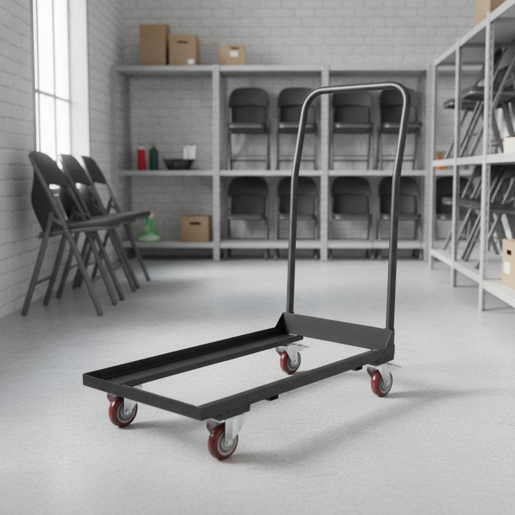Powder Coated Steel Folding Chair Trolley for Easy Transport