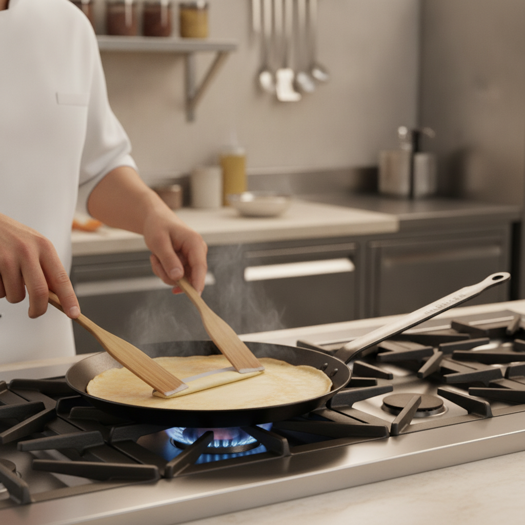 Heavy Duty Iron Crepe Pan 20cm for Professional Kitchens
