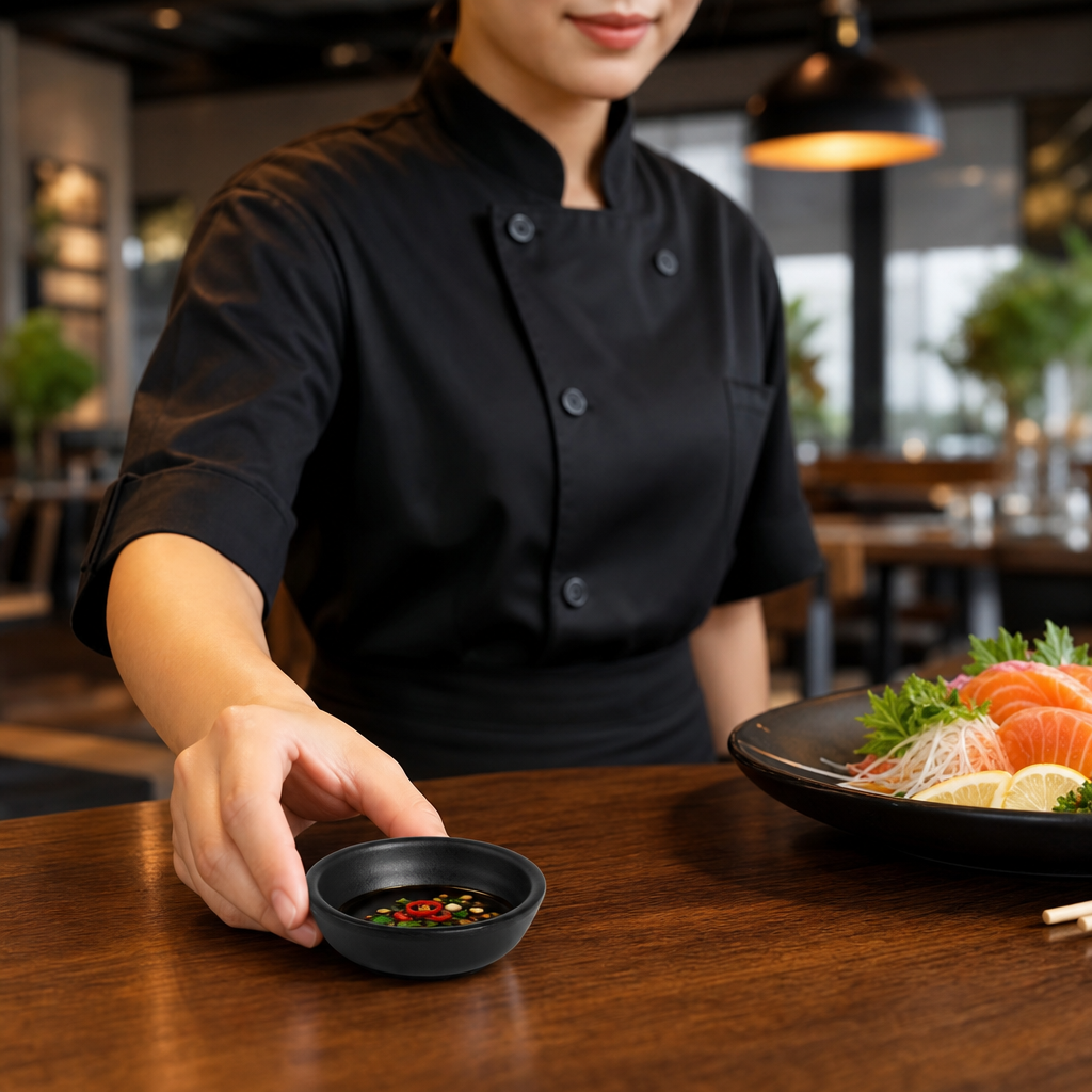 Dipping Dishes 68mm Black Melamine for Table Service (Pack of 12)