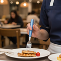 18/0 Stainless Steel Table Forks with Blue Handles for Canteens (Pack of 12)