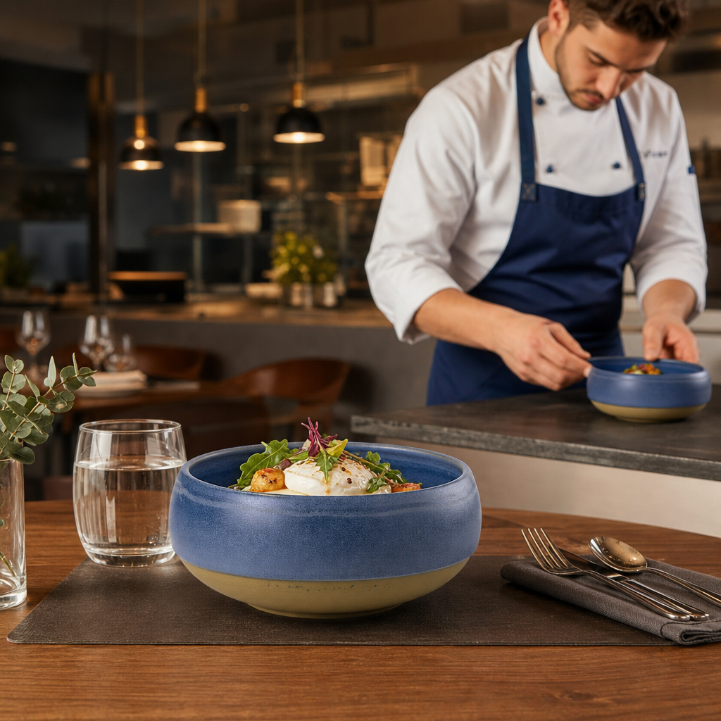 Bowls 1.136L Blue Vitrified Ceramic for Dining (Pack of 6)