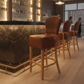 Faux Leather Bar Chair with Soft Oak Finish 1175mm for Commercial Use