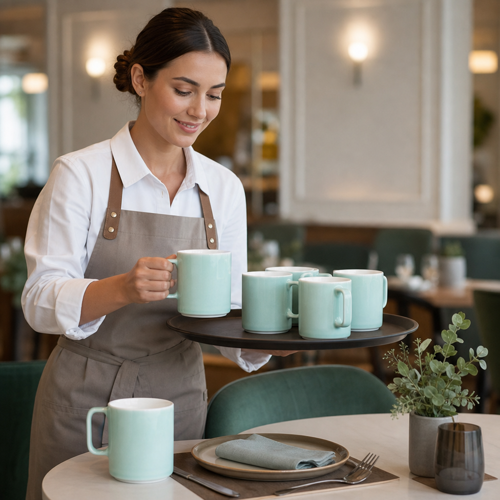 Mugs 340ml Porcelain for Stylish Table Settings (Pack of 6)