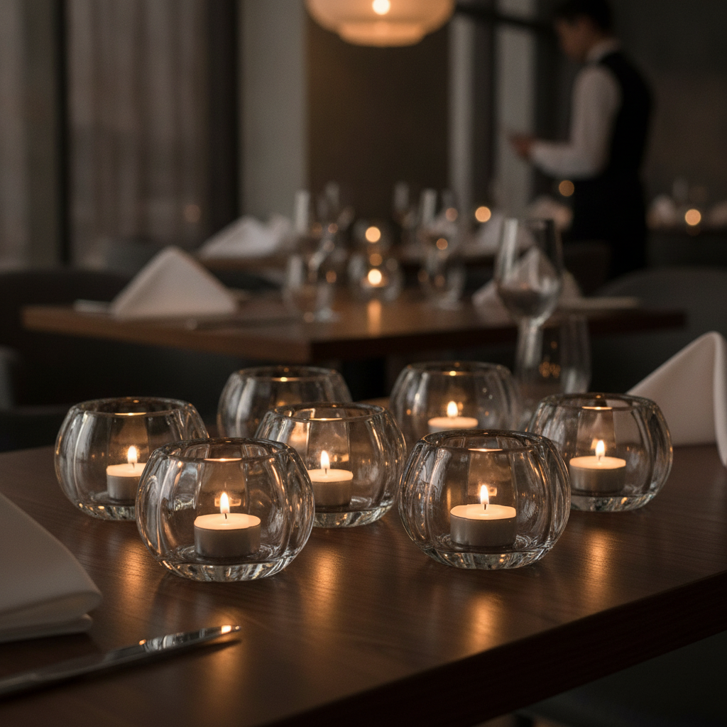 Soda Lime Round Panelled Nightlight Holders 0.36L for Events (Pack of 12)