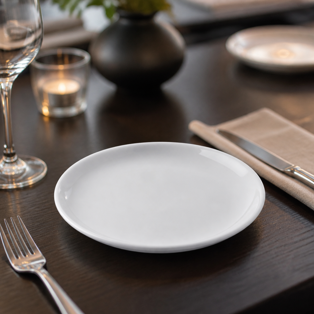 Crisp Coupe Plates 180mm White Porcelain for Catering & Hospitality (Pack of 12)