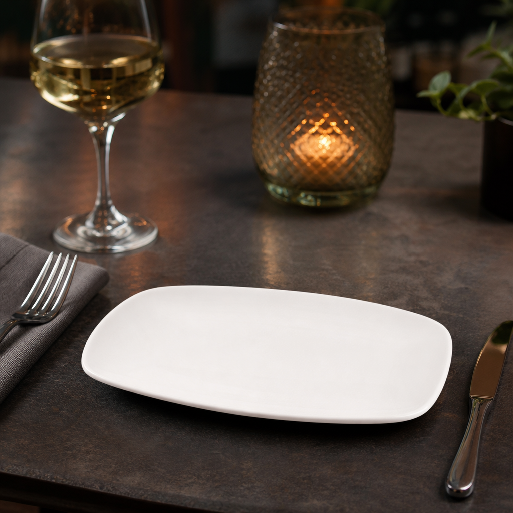Squared Oblong Plates 121 200mm White Porcelain for Elegant Dining (Pack of 12)