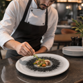 Walled Plates Black Vitrified Ceramic for Hospitality Use (Pack of 6)