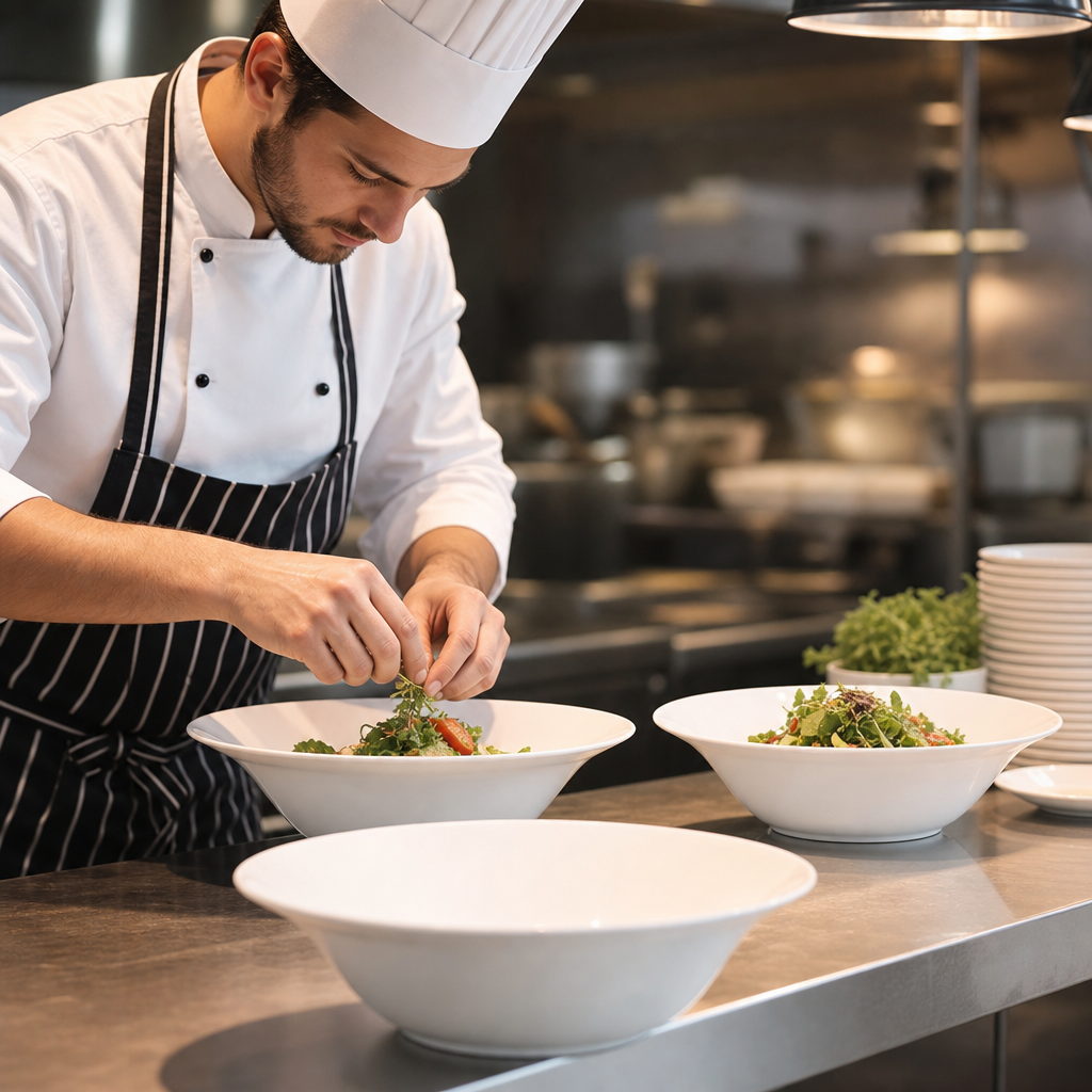 Large Salad Bowls 255mm Porcelain for Catering Use (Pack of 12)