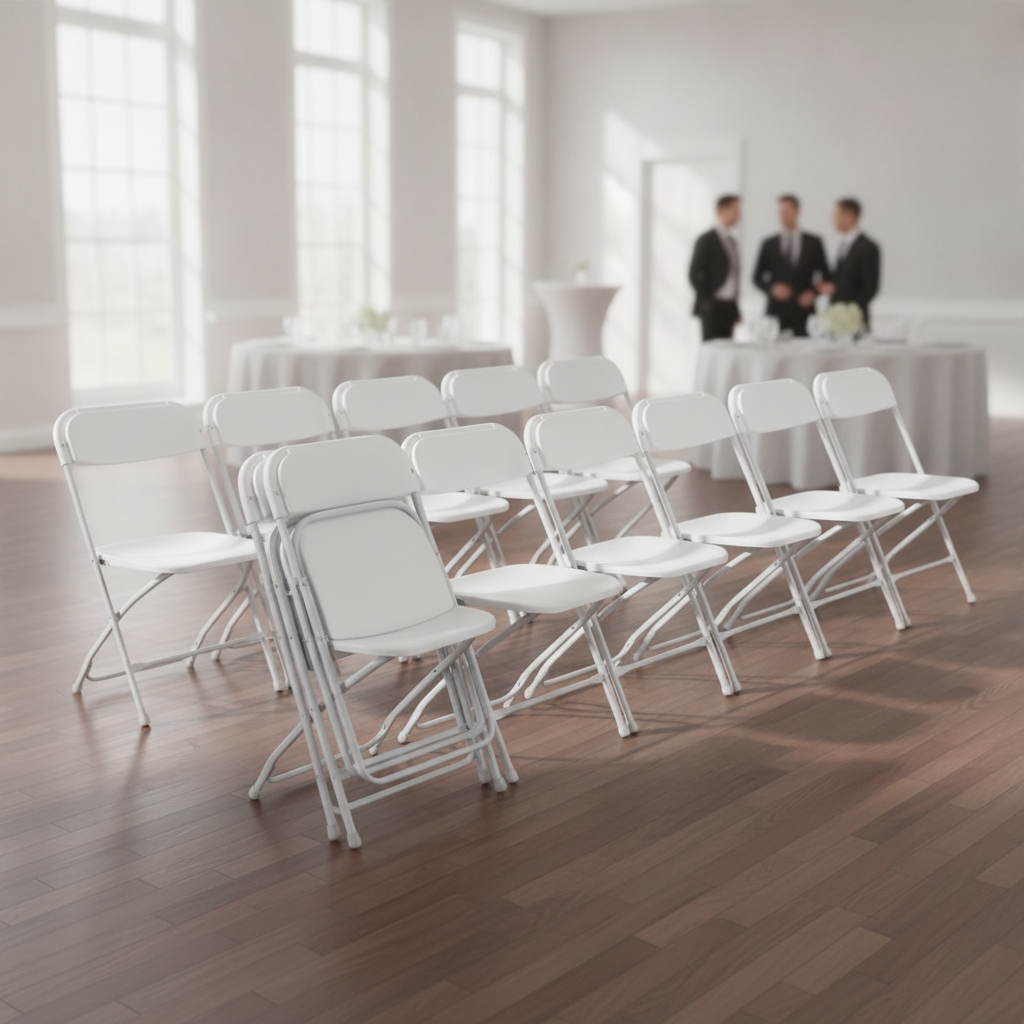 Polypropylene Folding Chairs White 800x440mm for Events (Pack of 10)