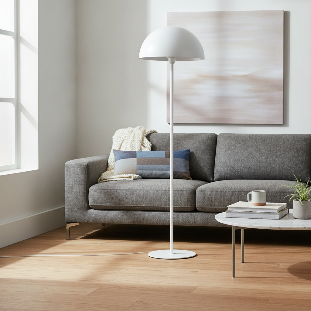 Metal White Indoor Floor Lamp 1400mm for Modern Spaces